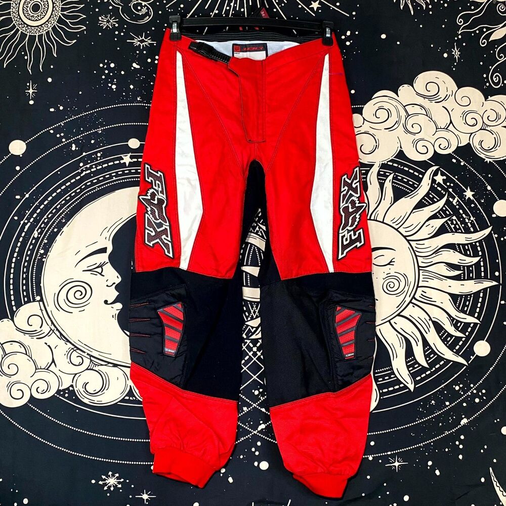 Vintage FOX Racing 180 MX Motocross Pants Youth 30 Red Polyester Moto Off Road